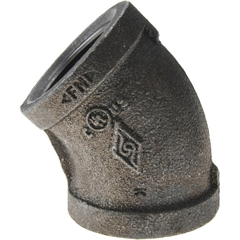 Black 45 deg Elbow: 1", Threaded