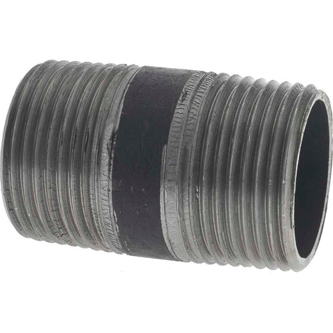 Black Pipe Nipple: 1" Dia x 2" Long, Schedule 40