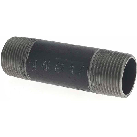 Black Pipe Nipple: 1" Dia x 4" Long, Schedule 40