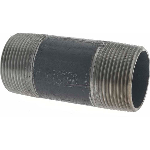 Black Pipe Nipple: 1-1/4" Dia x 3-1/2" Long, Schedule 40