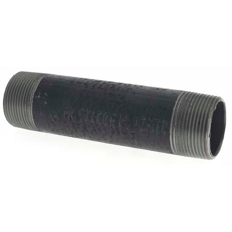 Black Pipe Nipple: 1-1/4" Dia x 6" Long, Schedule 40