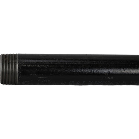 Black Pipe Nipple: 1-1/4" Dia x 72" Long, Schedule 40