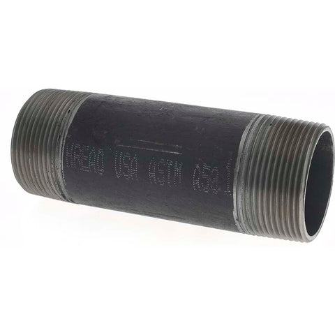 Black Pipe Nipple: 1-1/2" Dia x 5" Long, Schedule 40