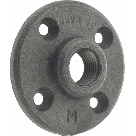 1/2" Pipe, 3" OD, 5/8" Hub Length, Black Floor Pipe Flange