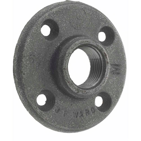 3/4" Pipe, 3-1/4" OD, 5/8" Hub Length, Black Floor Pipe Flange