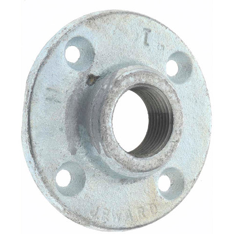 1" Pipe, 4" OD, 11/16" Hub Length, Galvanized Floor Pipe Flange