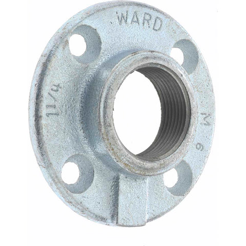 1-1/4" Pipe, 4" OD, 13/16" Hub Length, Galvanized Floor Pipe Flange