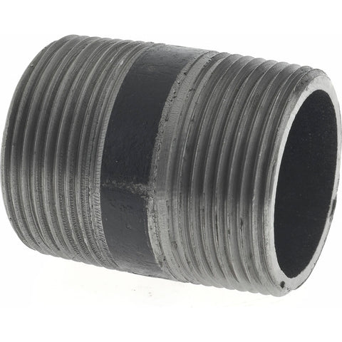Black Pipe Nipple: 1-1/4" Dia x 2" Long, Schedule 80