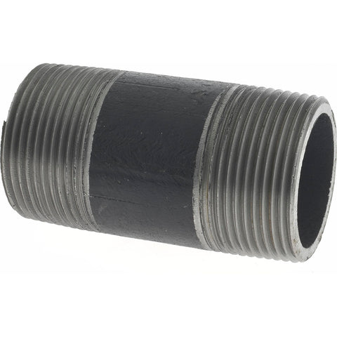 Black Pipe Nipple: 1-1/4" Dia x 3" Long, Schedule 80