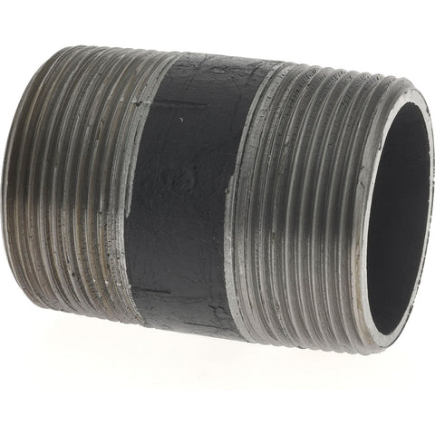 Black Pipe Nipple: 1-1/2" Dia x 2-1/2" Long, Schedule 80
