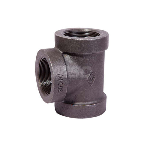 Black Pipe Fittings: Tee, 3/8", Threaded, Malleable Iron