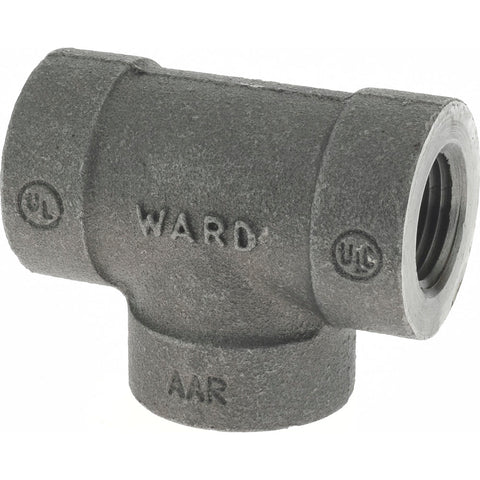 Black Pipe Fittings: Tee, 1/2", Threaded, Malleable Iron