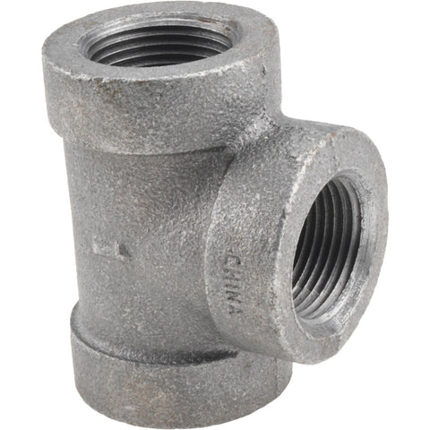 Black Pipe Fittings: Tee, 1", Threaded, Malleable Iron