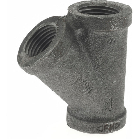 Black 45 deg Lateral Y-Branch: 1/2", Threaded