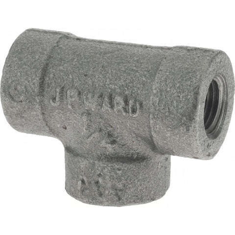 Black Pipe Fittings: Tee, 1/4", Threaded, Malleable Iron