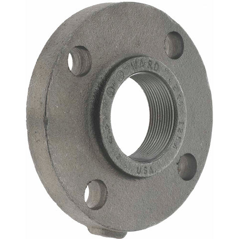 2" Pipe, 6" OD, 1" Hub Length, Iron Threaded Pipe Flange