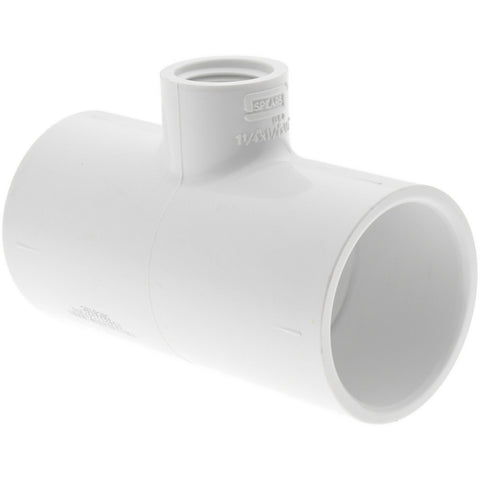 1-1/4 x 1-1/4 x 1/2" PVC Plastic Pipe Tee