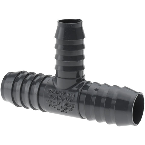 Barbed Tube Reducing Tee: 1 x 1 x 3/4" Barbs