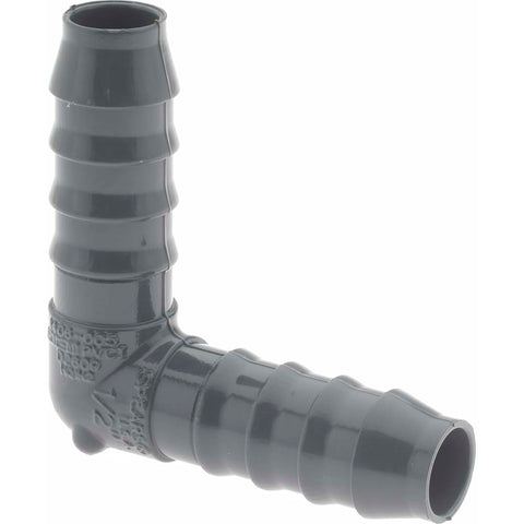 Barbed Tube Insert Elbow: 1/2" Barbs