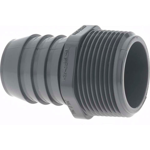 Barbed Tube Adapter: 1-1/4" Barbs, 1-1/4" MIPT