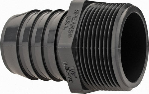 Barbed Tube Adapter: 1-1/2" Barbs, 1-1/2" MIPT