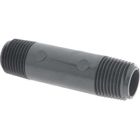 1/2" Pipe, 3" Long PVC Threaded Plastic Pipe Nipple