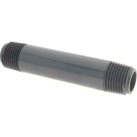 1/2" Pipe, 4" Long PVC Threaded Plastic Pipe Nipple