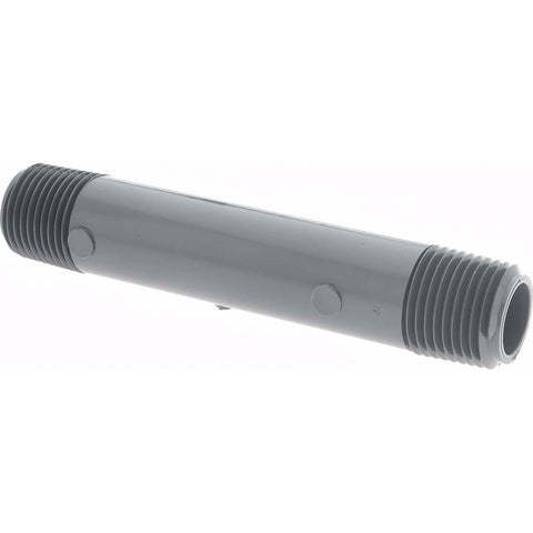 1/2" Pipe, 4-1/2" Long PVC Threaded Plastic Pipe Nipple