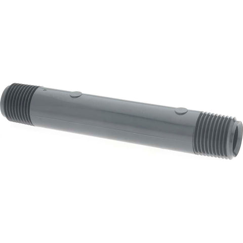 1/2" Pipe, 5" Long PVC Threaded Plastic Pipe Nipple