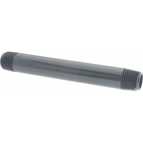 1/2" Pipe, 6" Long PVC Threaded Plastic Pipe Nipple