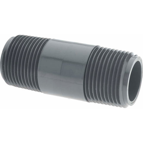 3/4" Pipe, 2-1/2" Long PVC Threaded Plastic Pipe Nipple
