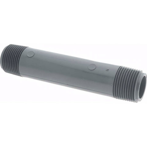 3/4" Pipe, 5" Long PVC Threaded Plastic Pipe Nipple