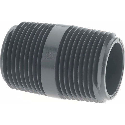1" Pipe, 2" Long PVC Threaded Plastic Pipe Nipple
