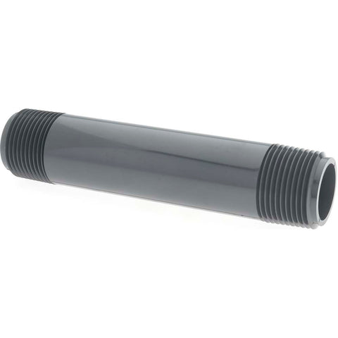 1" Pipe, 6" Long PVC Threaded Plastic Pipe Nipple