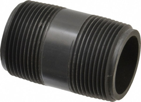1-1/4" Pipe, 2-1/2" Long PVC Threaded Plastic Pipe Nipple