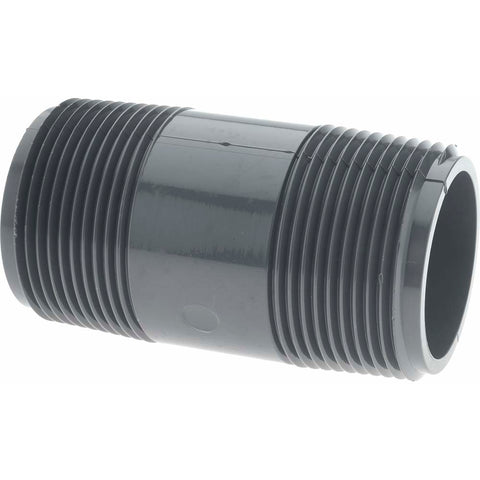 1-1/4" Pipe, 3" Long PVC Threaded Plastic Pipe Nipple