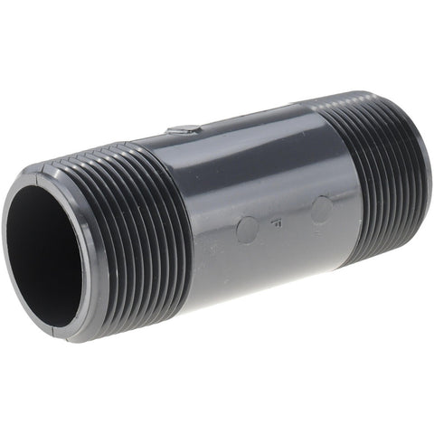 1-1/4" Pipe, 4" Long PVC Threaded Plastic Pipe Nipple