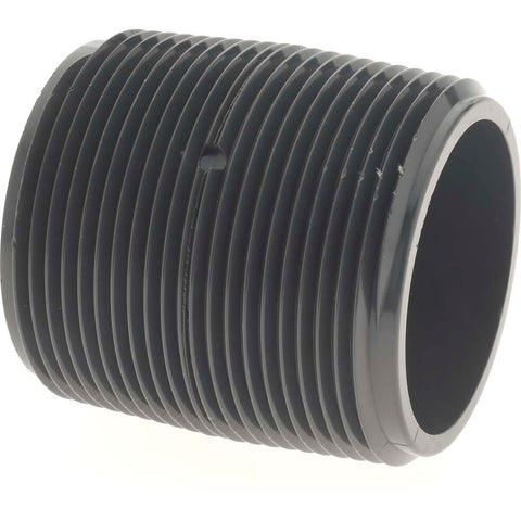 1-1/2" Pipe, 2" Long PVC Threaded Plastic Pipe Nipple