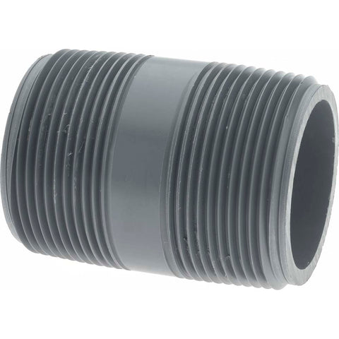 1-1/2" Pipe, 2-1/2" Long PVC Threaded Plastic Pipe Nipple