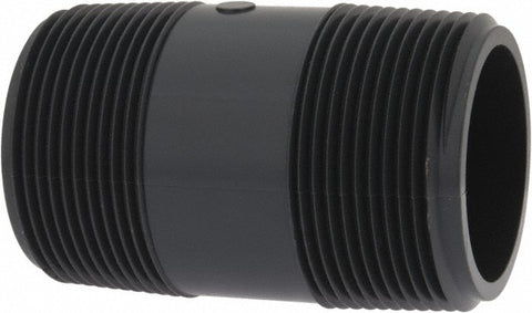 1-1/2" Pipe, 3" Long PVC Threaded Plastic Pipe Nipple