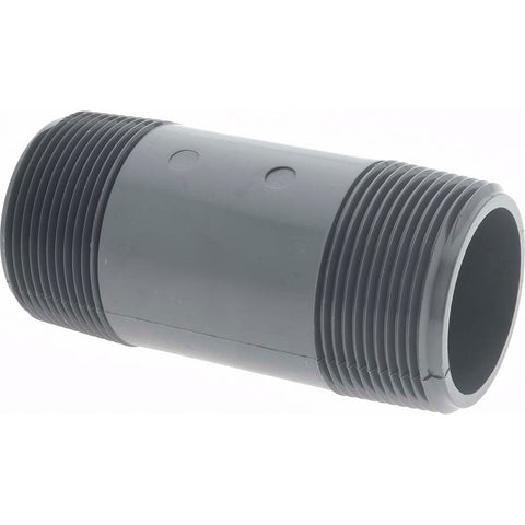 1-1/2" Pipe, 4" Long PVC Threaded Plastic Pipe Nipple
