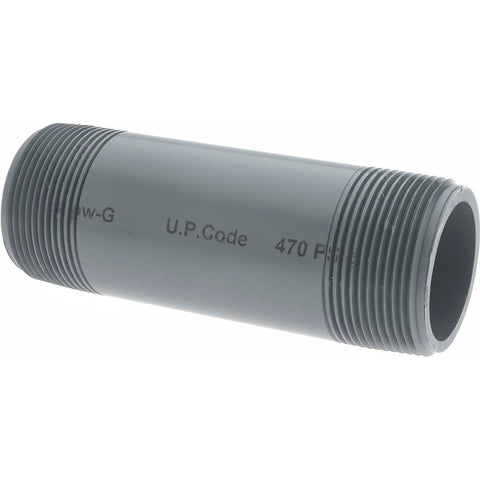 1-1/2" Pipe, 5" Long PVC Threaded Plastic Pipe Nipple