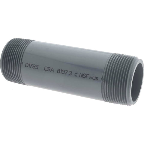 1-1/2" Pipe, 5-1/2" Long PVC Threaded Plastic Pipe Nipple