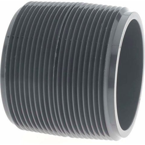 2" Pipe, 2" Long PVC Threaded Plastic Pipe Nipple