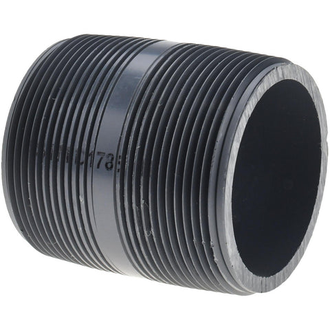 2" Pipe, 2-1/2" Long PVC Threaded Plastic Pipe Nipple