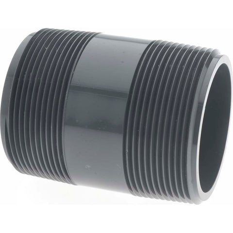 2" Pipe, 3" Long PVC Threaded Plastic Pipe Nipple