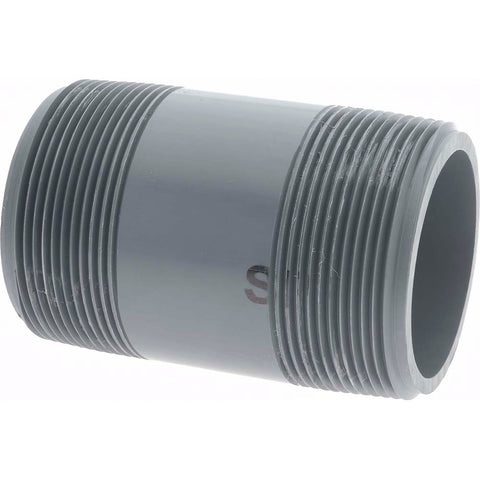 2" Pipe, 3-1/2" Long PVC Threaded Plastic Pipe Nipple