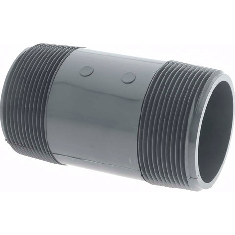 2" Pipe, 4" Long PVC Threaded Plastic Pipe Nipple