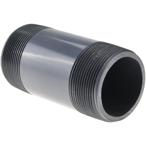 2" Pipe, 4-1/2" Long PVC Threaded Plastic Pipe Nipple