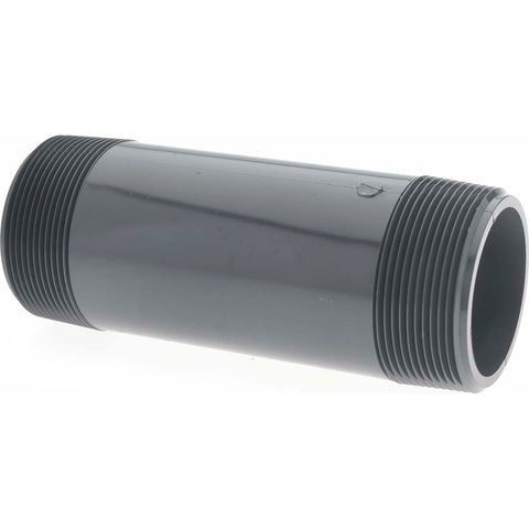 2" Pipe, 6" Long PVC Threaded Plastic Pipe Nipple